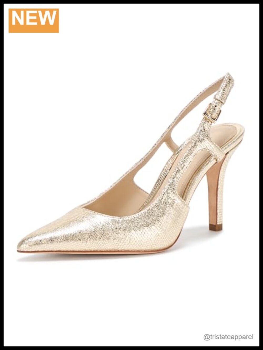 Pointed Toe Slingback Stiletto Pump with Buckle Closure